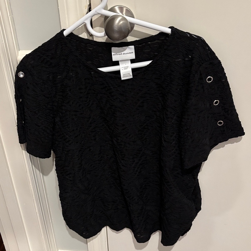 Alfred Dunner Elegant Black Textured Blouse